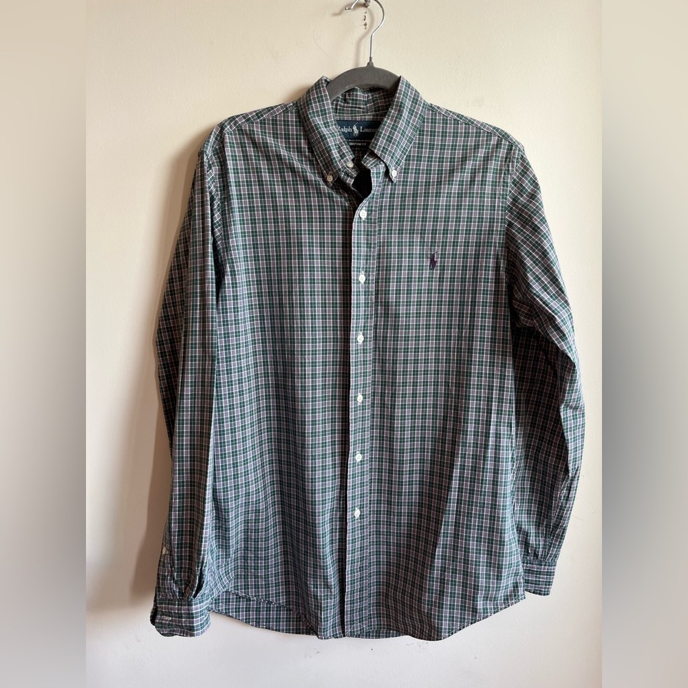 Ralph Lauren Custom Fit Men's Green Plaid Shirt